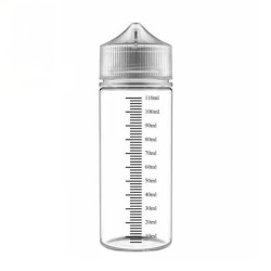 Il Flacone trasparente graduato ha una capacità di 120ml, realizzato in PET.