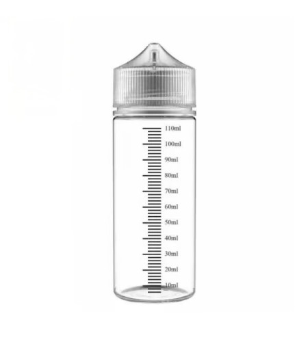 Il Flacone trasparente graduato ha una capacità di 120ml, realizzato in PET.